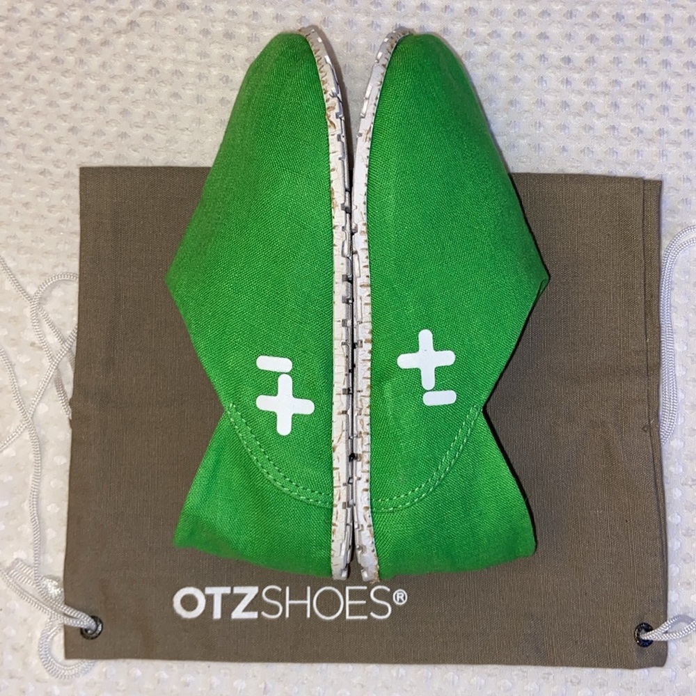 NEW! OTZ Canvas Linen Slip Ons Size 36 5.5 GREEN Shoes Flats - Picture 7 of 13